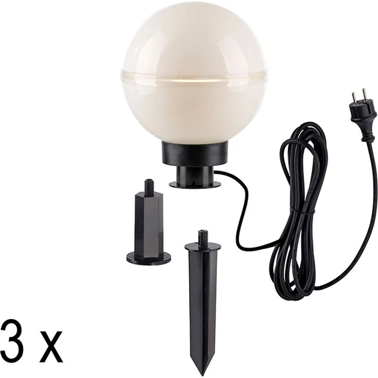 3er Set LED Kugelleuchten, schwarz, weiß, D 20 cm, 30 cm, 40 cm – Bild 3