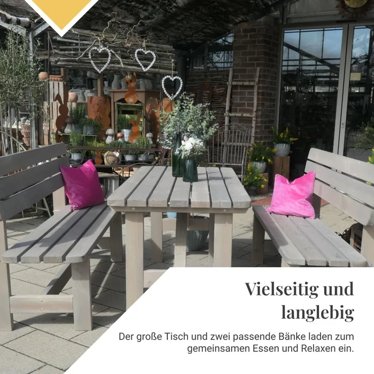 iWerk Massivholzgarnitur Kiefer grau 3-teilig – Bild 3