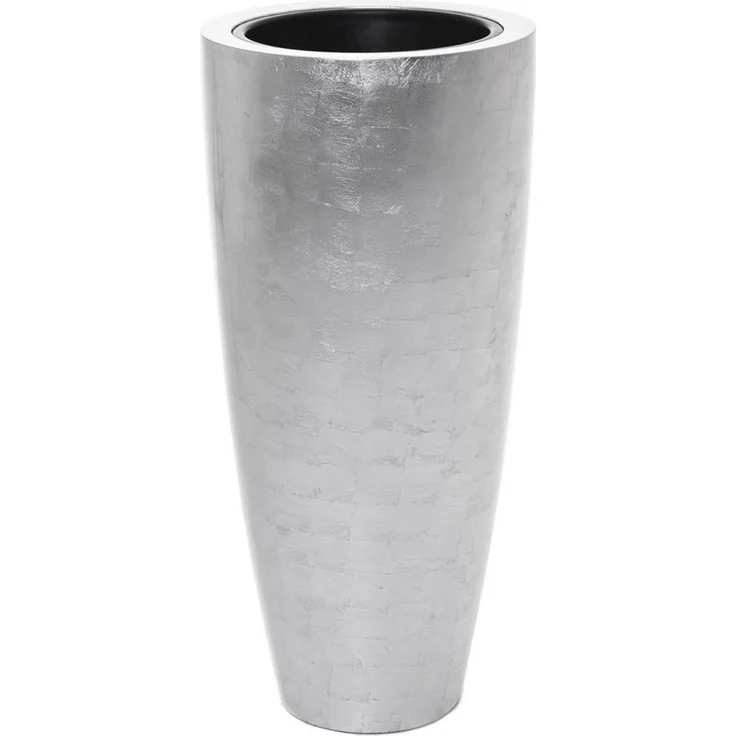 VIVANNO Bodenvase Exklusiver Pflanzkübel Fiberglas "City", Silber Hochglanz - 37x80 cm – Bild 5