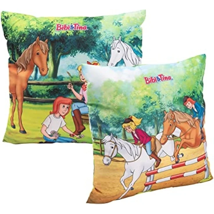 United Labels® Dekokissen Bibi & Tina - Pferde Plüsch Deko 30 x 30 cm – Bild 4