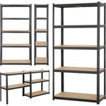 Yaheetech Lagerregal XL Kellerregal Werkstattregal Regal verzinkt belastbar bis 875kg, Größe: 180 x 90 x 40 cm, Keller, Schwarz