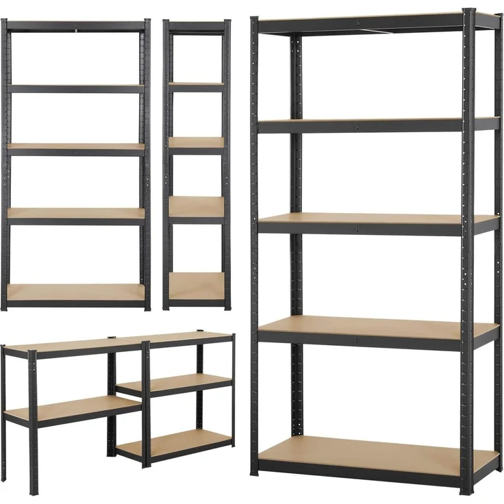 Yaheetech Lagerregal XL Kellerregal Werkstattregal Regal verzinkt belastbar bis 875kg, Größe: 180 x 90 x 40 cm, Keller, Schwarz