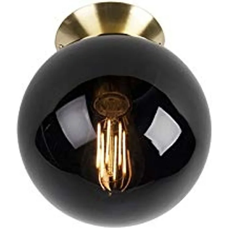 Qazqa Deckenleuchte Pallon, ohne Leuchtmittel, E27, Schwarz, Art Deco, Glas, 1-flammig