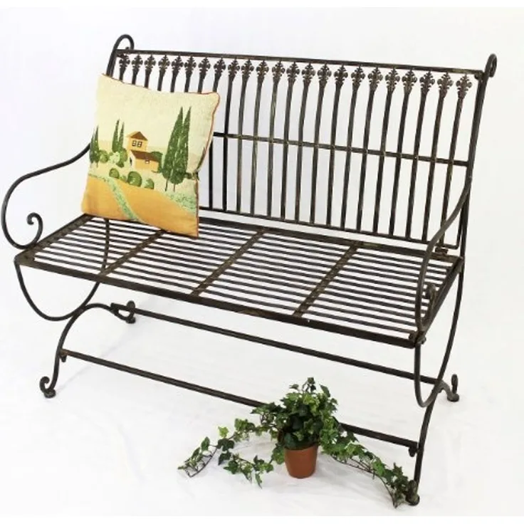 DanDiBo Gartenbank Metall Braun Wetterfest 2-Sitzer Finca 102 cm Bank Garten Sitzbank Eisen