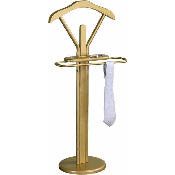 IDIMEX Herrendiener Stummer Damen Diener Kleiderbutler Kleiderständer Fabio mit Kleiderbügel, Hosenbügel, kleine Ablage in goldfarben – Bild 1