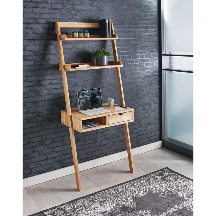 Regal-Schreibtisch >Max< in Eiche, Massivholz - 69x170x48cm (BxHxT) – Bild 1
