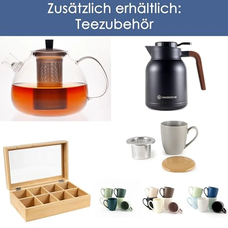Hanseküche Teekanne Teekanne (1L), 1.3 l, (Teekanne, 1-St, inkl. Edelstahlsieb), Hochwertiges Material, Edelstahlsieb, Ergonomischer Griff – Bild 9