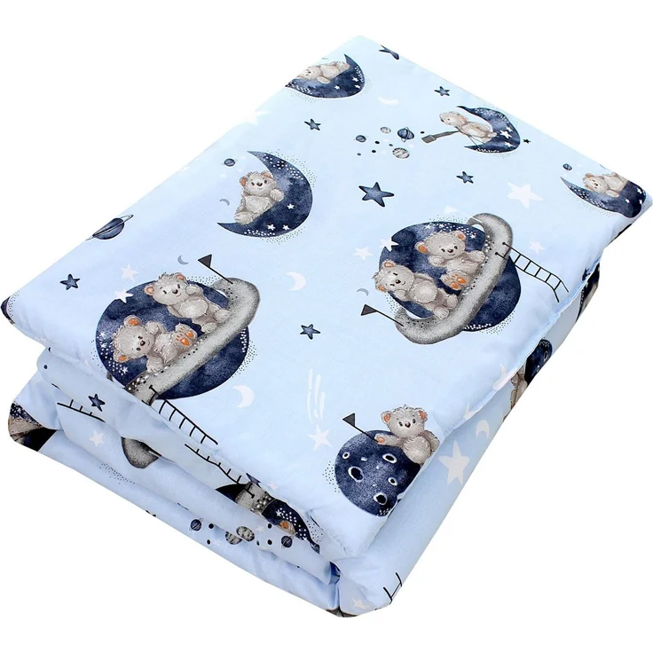 TupTam Kinderbettdecke-Set, Ganzjahresdecke, 2tlg., 1x Bettdecke, 1x Flachkissen, Bären im Kosmos, 135x100 cm – Bild 1