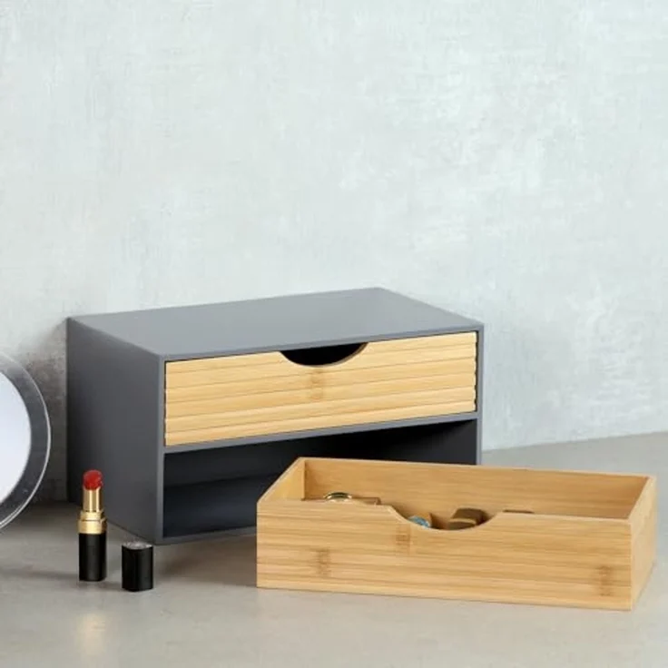 KESPER 58963 Organizer mit 2 Schubladen, grau, FSC / Mini-Kommode – Bild 3