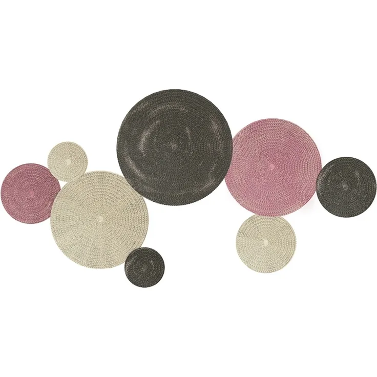 Wanddekor-Set im Disk-Design, 8 Metallscheiben, vielseitig einsetzbar, Mehrfarbig--Bronze--110x7x58cm--YOUDENOVA