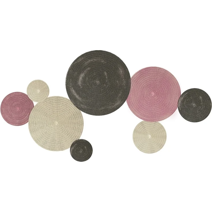 Wanddekor-Set im Disk-Design, 8 Metallscheiben, vielseitig einsetzbar, Mehrfarbig--Bronze--110x7x58cm--YOUDENOVA – Bild 1