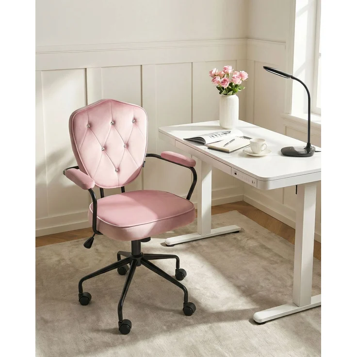 Schreibtischstuhl VELISSE Samtstoff Pastellrosa – Bild 3