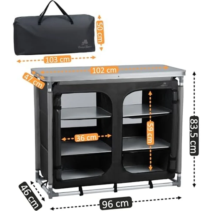 CampFeuer Campingschrank Campingschrank, 102 x 47 x 83,5 cm, Campingküche Alu Faltschrank – Bild 3