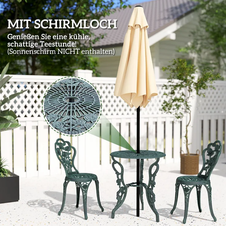 Bistroset Gartenset für 2 Personen Balkonmöbel Set Gussaluminium Antik Grün--Antik Grün--69x60x60cm--YOUDENOVA – Bild 6