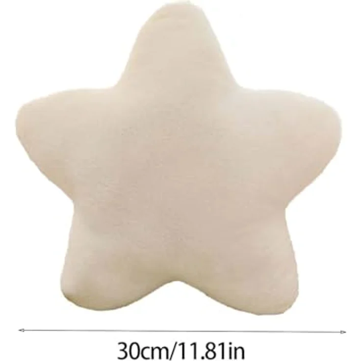 Kuschelkissen Kinder Sternkissen, Plüsch Kissen Dekokissen für kuschelecke kinderzimmer, Weiche Flauschige Sternform Zierkissen Sofakisse für Heimdekoration (Weiß,30CM) – Bild 8