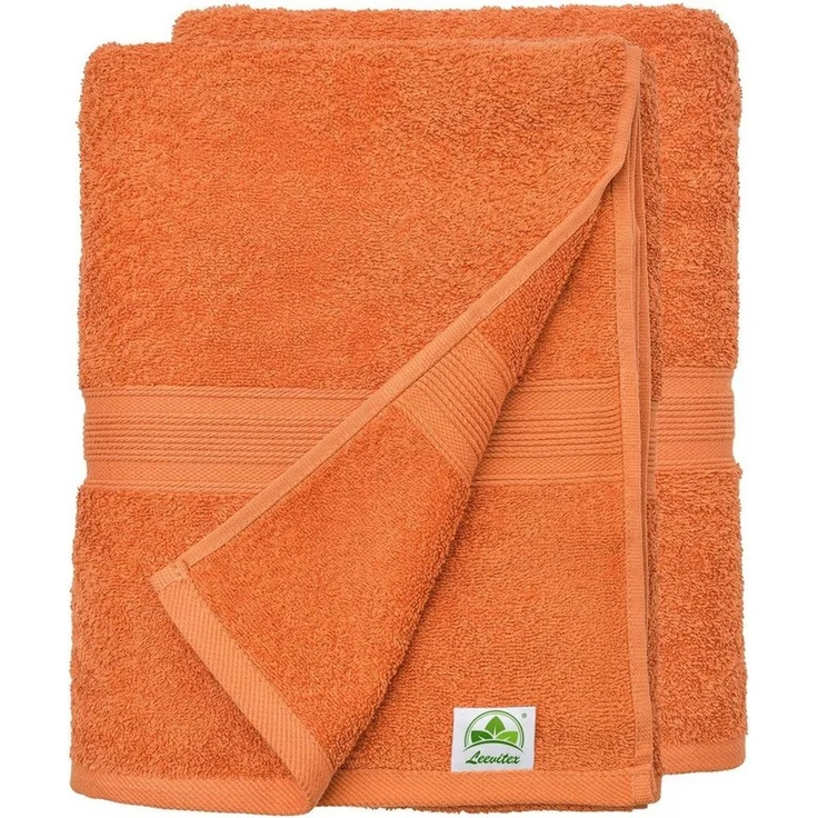 leevitex® Saunatuch Saunatuch Frottee XXL, (2-St), 80 x 200 cm, extra groß & saugfähig, Terrakotta/Dunkelorange – Bild 2