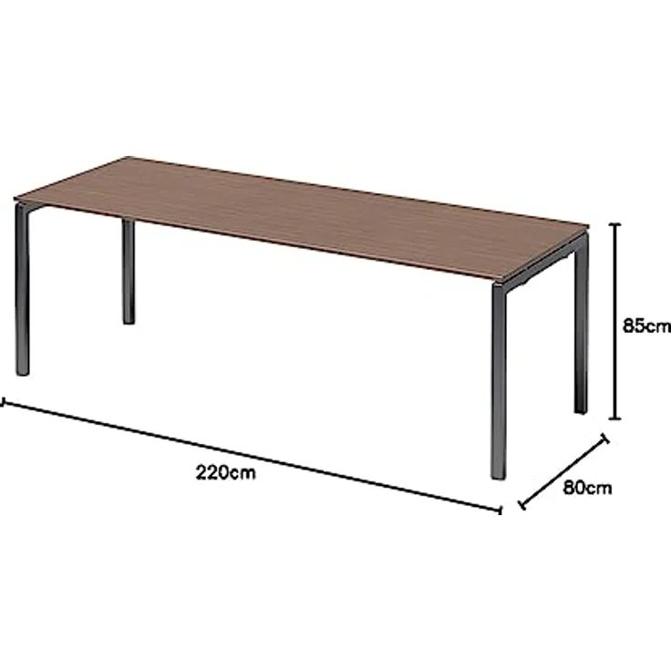 BISLEY Cito Schreibtisch, 740 mm höhenfixes U-Gestell, Metall, Wn334 Dekor Nußbaum, Gestell Anthrazitgrau, 80 x 220 x 85 cm – Bild 2