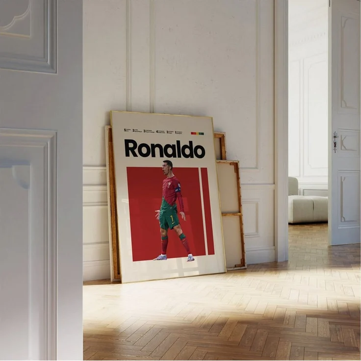 JUSTGOODMOOD Poster Mbappe Ronaldo Messi Neymar Fußball Minimalistisch Mid Century Modern, Mbappe (1 St) – Bild 3