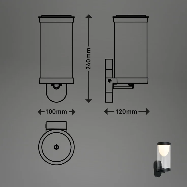 Briloner LED Außenwandleuchte Touch Akku 4W schwarz dimmbar warmweiß – Bild 7