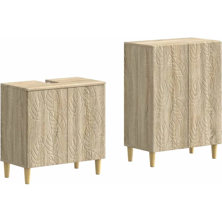 vidaXL 2-teiliges Badezimmer Schrank Set DELFT Sonoma-Eiche 3417623 – Bild 2