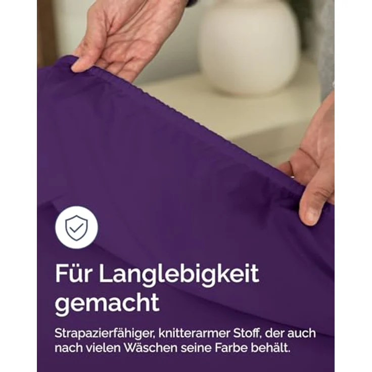 Spannbettlaken 120x190 cm Violett - 30cm (12") Tiefe Tasche - Premium Mikrofaser Spannbetttuch - Weich, Knitter- und Bügelfrei - Atmungsaktiv, Hypoallergen und Oeko-TEX Standard 100 Zertifiziert – Bild 6