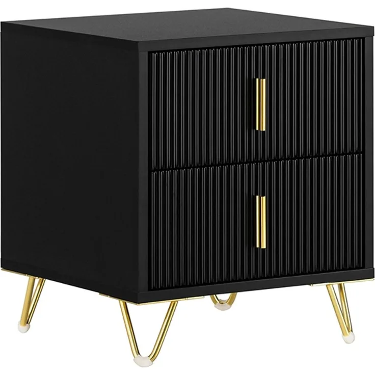 SoBuy FBT115-SCH Nachttisch, MDF, Melamin, Schwarz, 40 x 63 x 36 cm