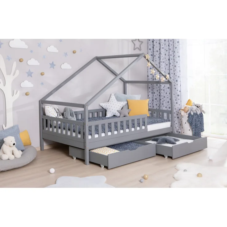 Kinderbett Hausbett "Lou" 120x200 Kiefer Massiv