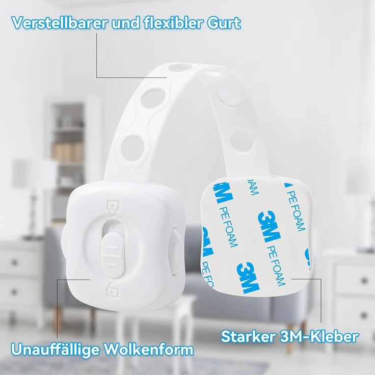 ECHOCUBE Kindersichere Schrankschlösser, 6 Stück Doppelschlösser Baby-sichere Schrankschlösser, verstellbare Baby-Sicherheitsschlösser für Schränke, Schubladen, Kühlschrank, Toilette (weiß) – Bild 5