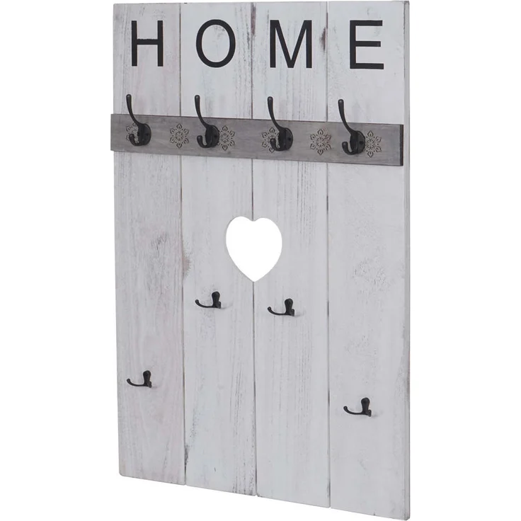 MCW Wandgarderobe Shabby-Look, Weiß, Holz, 8 Haken, 60x91x8 cm, kombinierbar mit Shabby-Serie C89