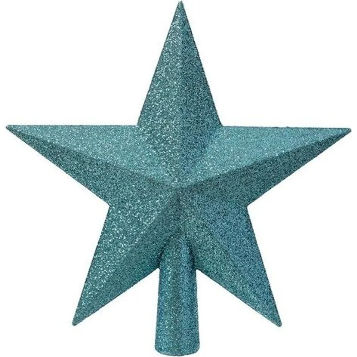Kaemingk Christbaumspitze, Christbaumspitze Stern mit Glitzer 19cm Kunststoff - Folkloreblau – Bild 2