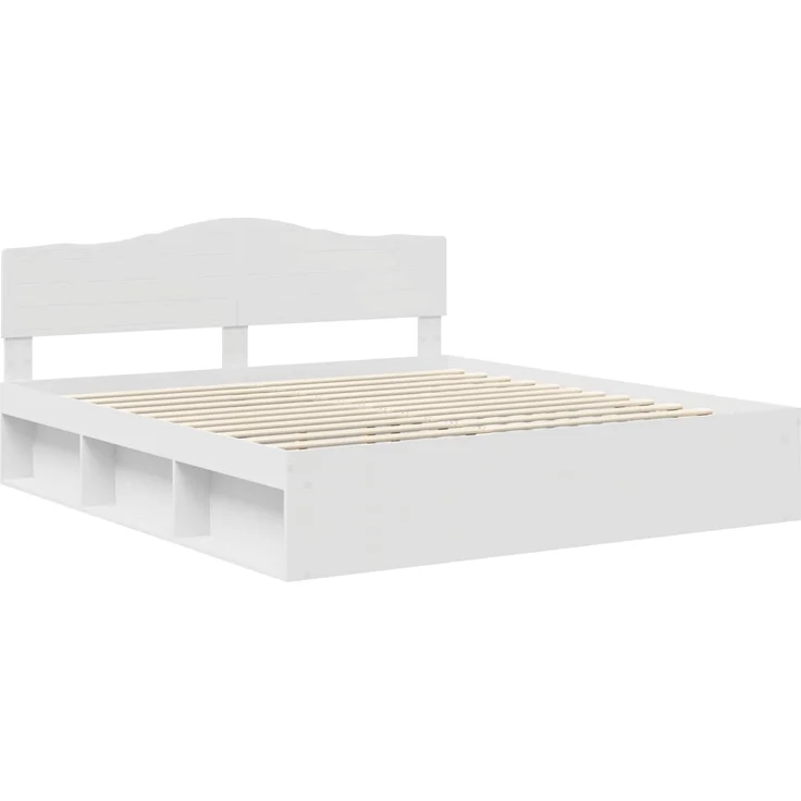 vidaXL Bettrahmen mit Kopfteil Weiß 200 x 200 cm Massives Kiefernholz 3412853 – Bild 3