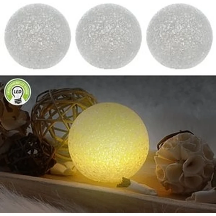 CEPEWA LED Dekolicht LED Deko Kugel Soft 3er Set Ø8cm warmweiß Kunststoff Lichtball – Bild 6