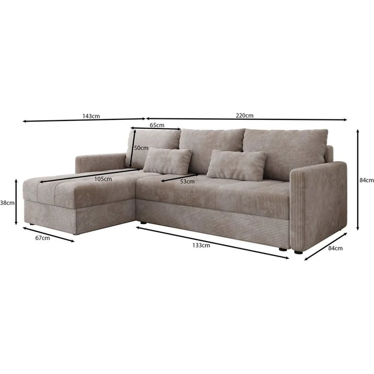 Luxusbetten24 Schlafsofa Designer Sofa Roma in Cord, mit Stauraum und Schlaffunktion – Bild 2