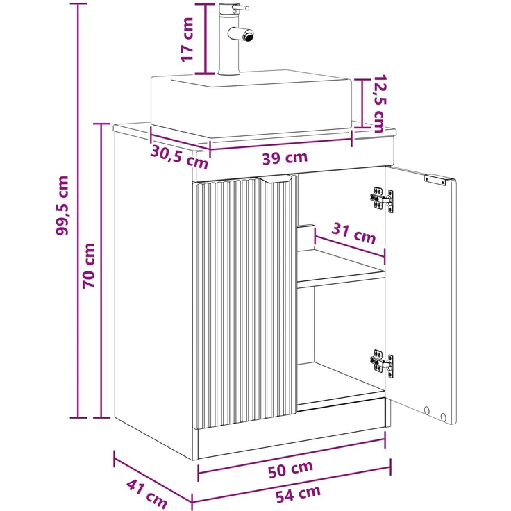 vidaXL Waschbeckenschrank Altholz 54 x 41 x 99,5 cm Holzwerkstoff 3404248 – Bild 12