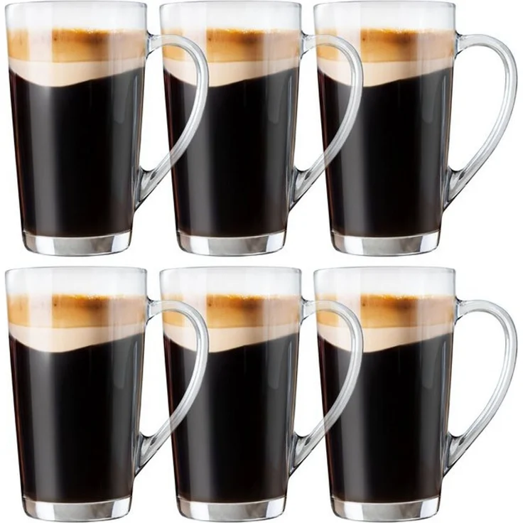KONZEPT Latte-Macchiato-Tasse Latte Macchiato Gläser Set mit Henkel, Set Kaffeegläser 350 ml, 6-tlg, 6/12-er Set aus transparentem Glas – Bild 4