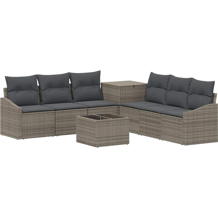vidaXL Sofa Set 8 stk. Grau und Dunkelgrau Polyrattan und Stahl 3448222 – Bild 2