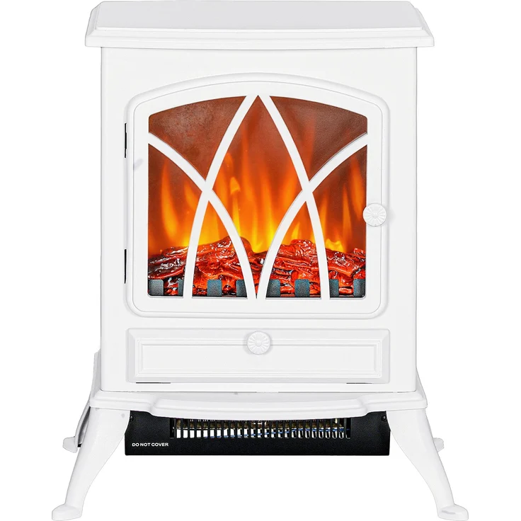 JARDJ Freistehender elektrischer Kamin 1000/2000 W, dekorativer Kamin mit LED-Flammeneffekt, weiß, 45*28,5*54cm – Bild 2