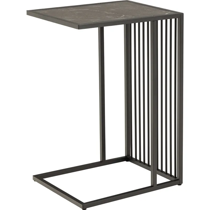 Beistelltisch >Strington< in schwarz, MDF, Stahl - 35x63x43cm (BxHxT)