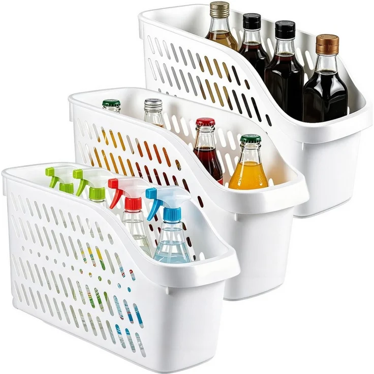 BlingBin Aufbewahrungskorb Aufbewahrungsbox mit Rollen Küchenschrank, Organizer und Aufbewahrung (3er Set, 3 St, Unterbecken Organizer,Mehrzweck Kunststoff Schrankkorb 36x19x13cm), Für Küche, Badezimmer, Küchenschrank, Kosmetik,Kinderzimmer,Büro – Bild 1