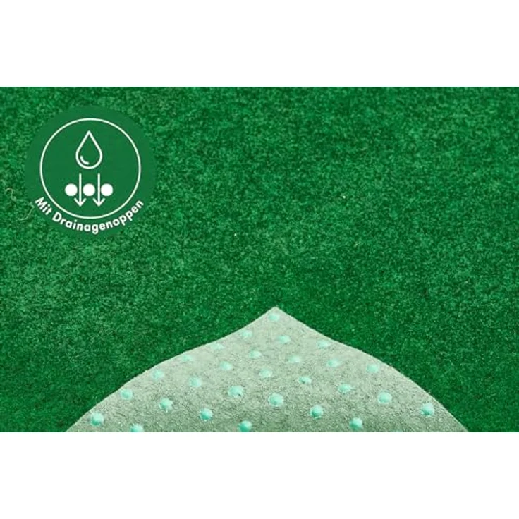 andiamo Kunstrasen Outdoor wasserdurchlässig, Rasenteppich wetterfest, Drainage-Noppen, UV-beständig, für Balkon und Garten, Farbe:Grün, Größe:200x300 cm – Bild 4