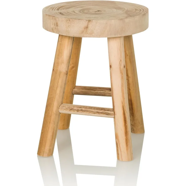 hjh LIVING Hocker aus massiven Holz RUSTIKO W Stabiler Holzhocker Sitzhocker im Skandi-Look, Blumenhocker aus Paulownia-Holz