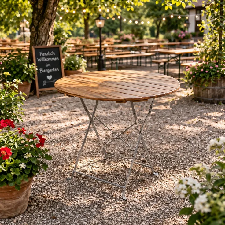 Biergarten Tisch Klapptisch Gartentisch Stehtisch klappbar Stahl Ø80cm