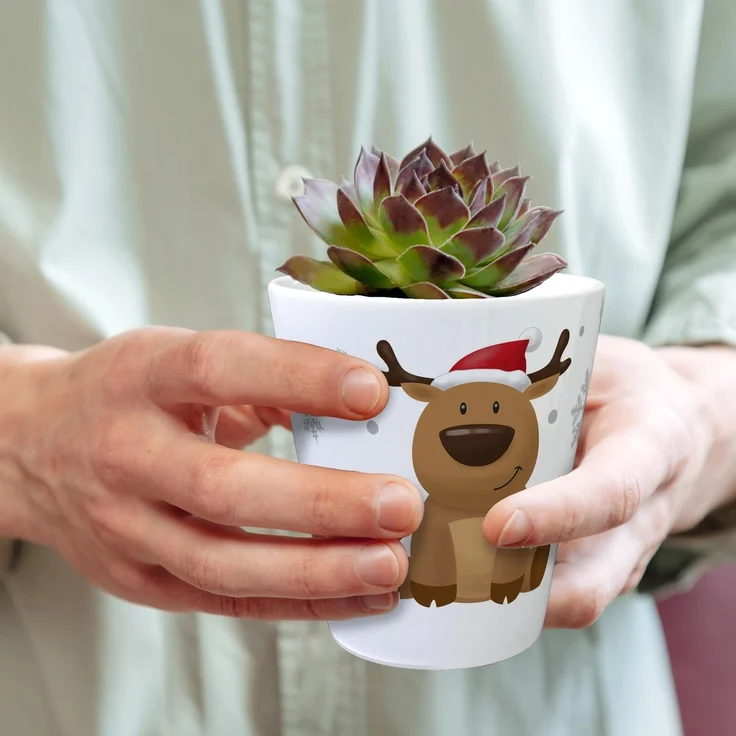 speecheese Blumentopf Rentier mit Weihnachtsmütze Blumentopf – Bild 5