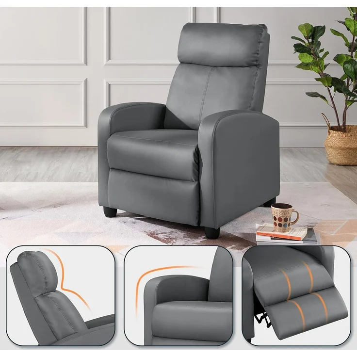 Yaheetech Relaxsessel Fernsehsessel Ruhesessel mit Liege-Funktion und Verstellbarer Beinablage Recliner Einzelsofa Kunstleder – Bild 7