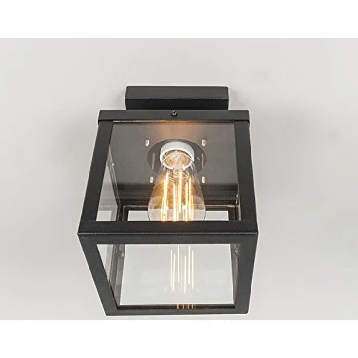 Qazqa Außen-Deckenleuchte Rotterdam, ohne Leuchtmittel, E27, Schwarz, Modern, Edelstahl, 1-flammig – Bild 3