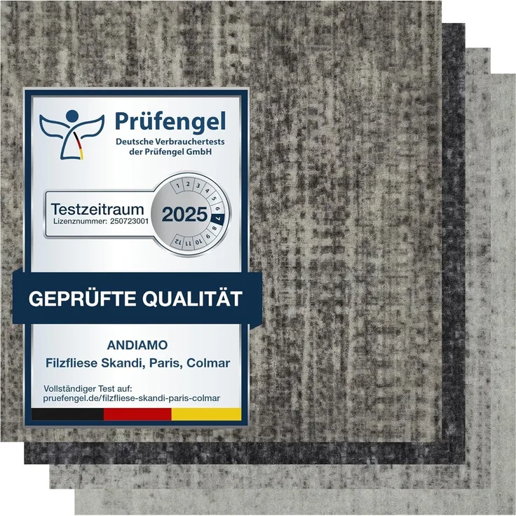 Andiamo Teppichfliese Paris Nadelfilz, quadratisch, Höhe: 4 mm, 40x40 cm, selbstklebend, robust & strapazierfähig, 25 Stück (4 qm)