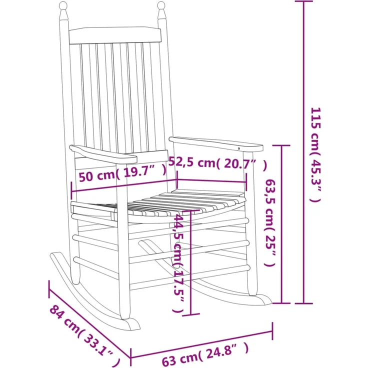 vidaXL Schaukelstühle mit Gebogenen Sitzen 2 Stk Weiß Massivholz Tanne 3281588 – Bild 9