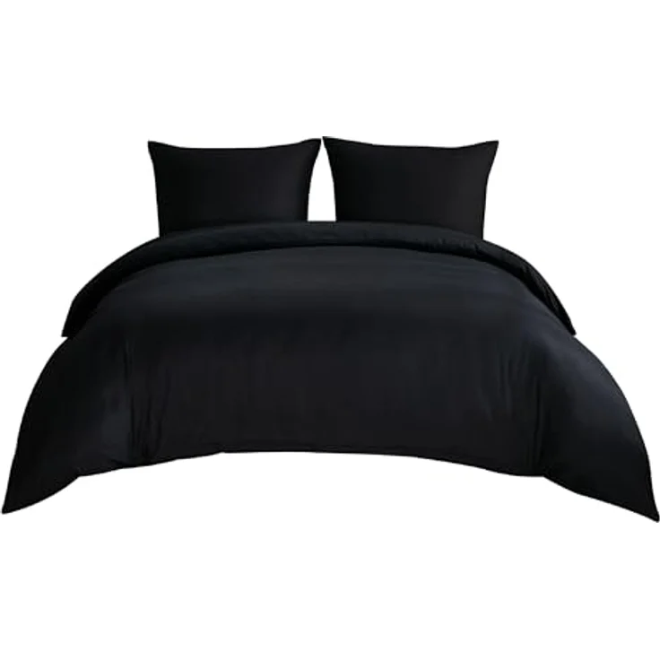 BEDSURE Bettwäsche 135x200 2teilig Schwarz - Bettwäsche Schwarz 1 Bettbezug 135x200 cm + 1 Kissenbezug 80X80 cm, ÖKO-TEX Bettwäsche-Sets Polyester Mikrofaser mit Reißverschluss – Bild 9
