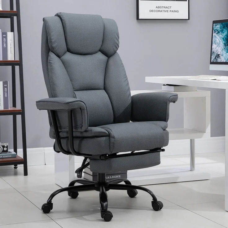 MELAYR, Bürostuhl Ergonomischer Chefsessel 360° Drehbar Computerstuhl höhenverstellbar mit, 68 x 80 x 126 cm, Grau – Bild 4