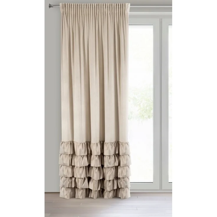Vorhang DANI mit Rüsche Velours Samtvorhänge beige 140x270 cm Kräuselband – Bild 2